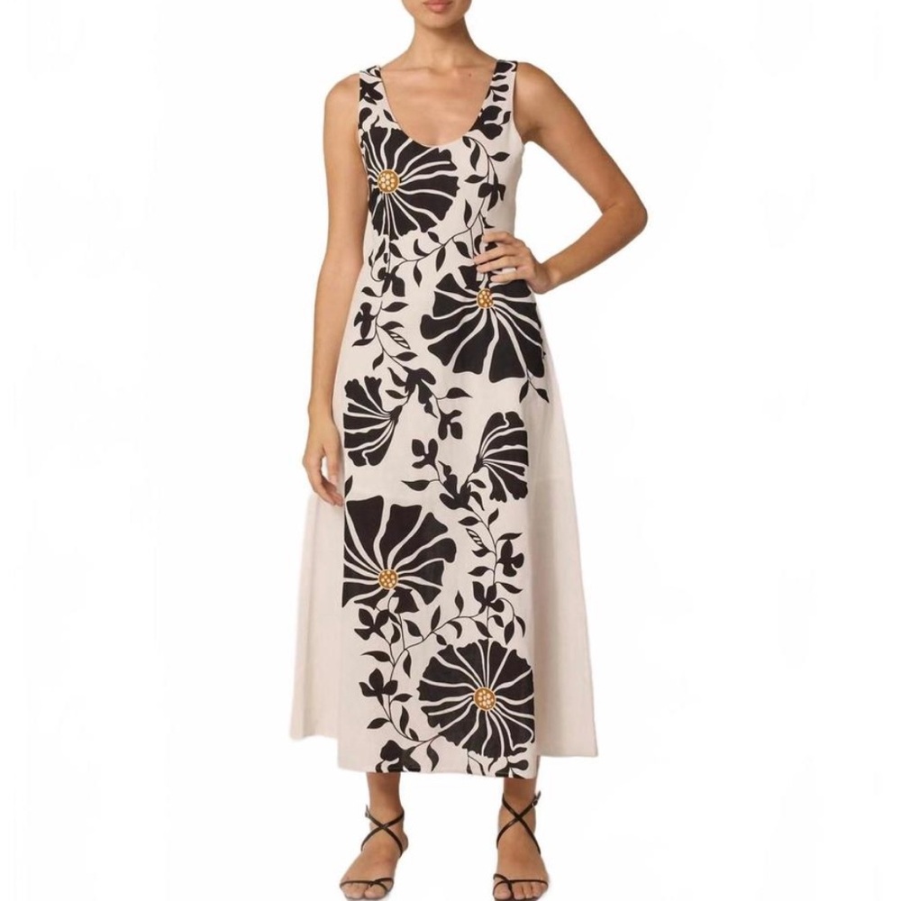 Cleobella Cream Maxi Dress with Black Floral Print